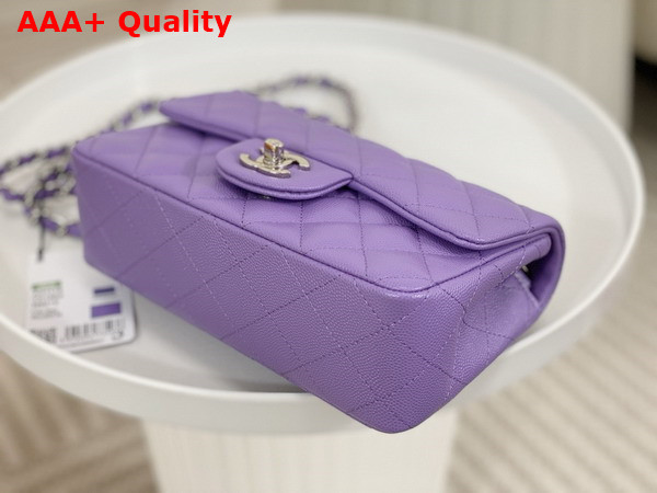 Chanel Mini Classic Handbag in Lilac Grained Calfskin with Silver Tone Metal Ref A69900 Replica