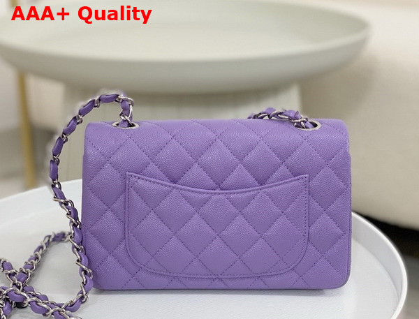 Chanel Mini Classic Handbag in Lilac Grained Calfskin with Silver Tone Metal Ref A69900 Replica