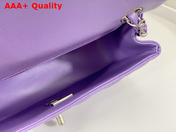 Chanel Mini Classic Handbag in Lilac Grained Calfskin with Silver Tone Metal Ref A69900 Replica