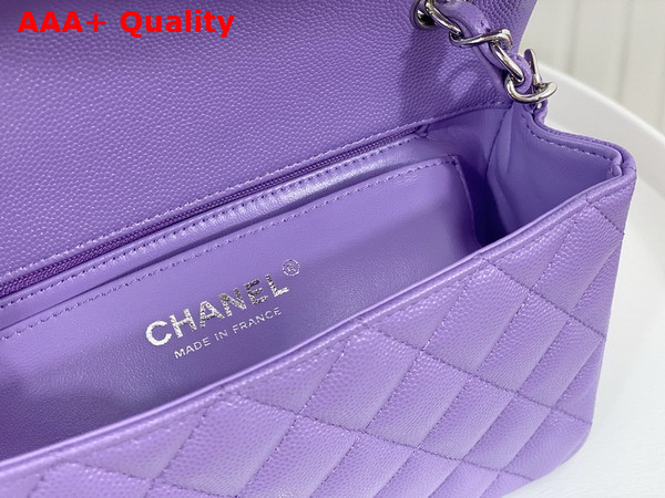 Chanel Mini Classic Handbag in Lilac Grained Calfskin with Silver Tone Metal Ref A69900 Replica