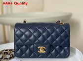 Chanel Mini Classic Handbag in Navy Blue Lambskin Gold Tone Metal Ref A69900 Replica