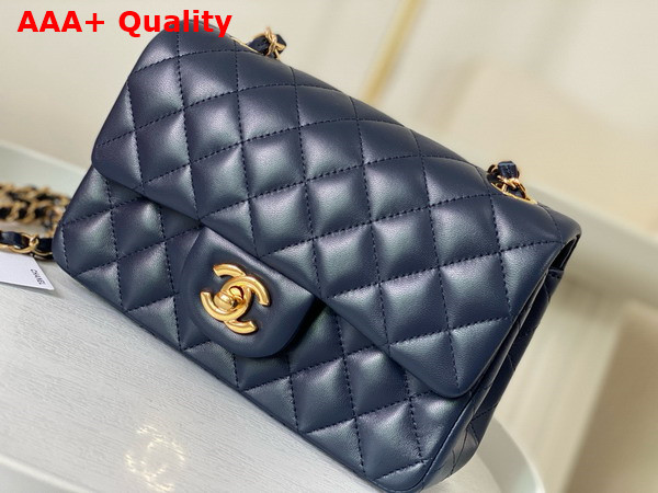 Chanel Mini Classic Handbag in Navy Blue Lambskin Gold Tone Metal Ref A69900 Replica