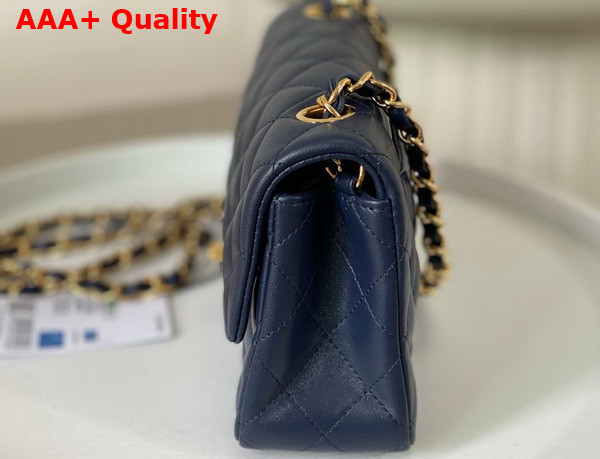 Chanel Mini Classic Handbag in Navy Blue Lambskin Gold Tone Metal Ref A69900 Replica