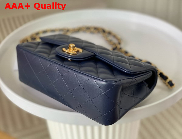 Chanel Mini Classic Handbag in Navy Blue Lambskin Gold Tone Metal Ref A69900 Replica