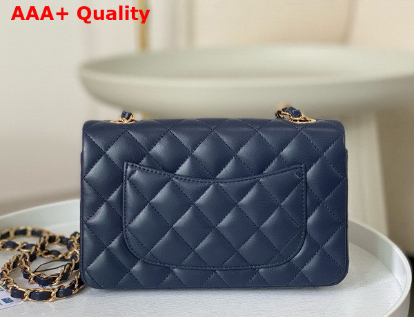 Chanel Mini Classic Handbag in Navy Blue Lambskin Gold Tone Metal Ref A69900 Replica