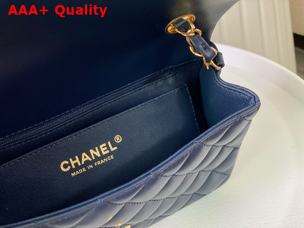 Chanel Mini Classic Handbag in Navy Blue Lambskin Gold Tone Metal Ref A69900 Replica