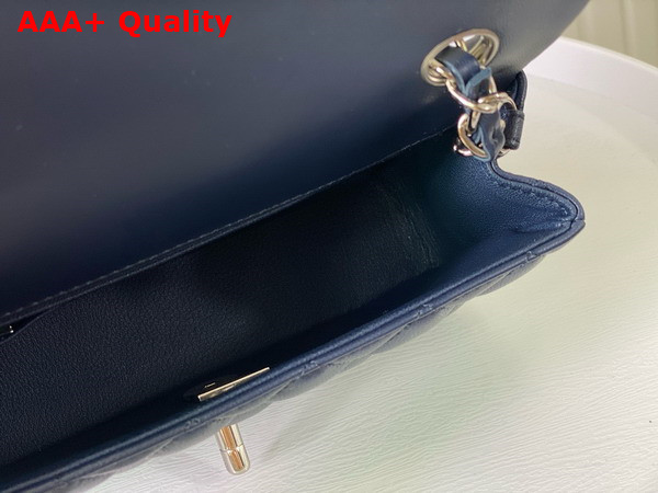 Chanel Mini Classic Handbag in Navy Blue Lambskin Silver Tone Metal Ref A69900 Replica