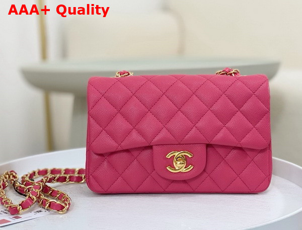 Chanel Mini Classic Handbag in Pink Grained Calfskin with Gold Tone Metal Ref A69900 Replica