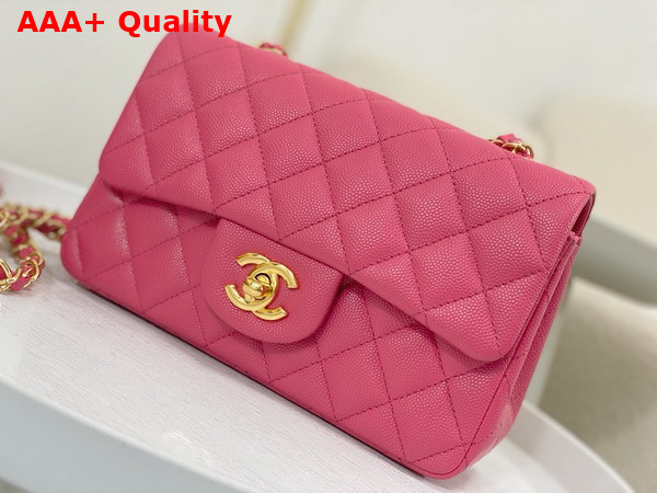 Chanel Mini Classic Handbag in Pink Grained Calfskin with Gold Tone Metal Ref A69900 Replica