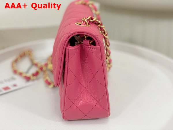 Chanel Mini Classic Handbag in Pink Grained Calfskin with Gold Tone Metal Ref A69900 Replica