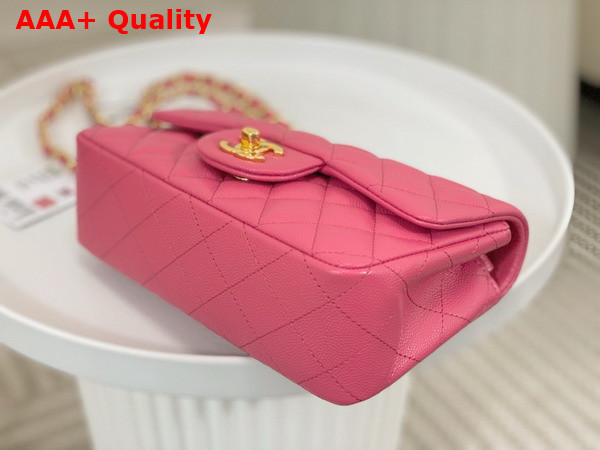 Chanel Mini Classic Handbag in Pink Grained Calfskin with Gold Tone Metal Ref A69900 Replica