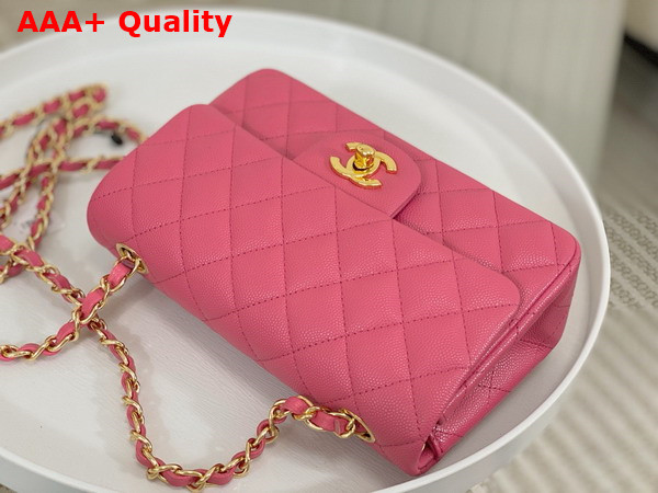 Chanel Mini Classic Handbag in Pink Grained Calfskin with Gold Tone Metal Ref A69900 Replica