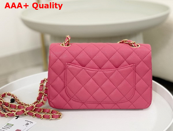 Chanel Mini Classic Handbag in Pink Grained Calfskin with Gold Tone Metal Ref A69900 Replica