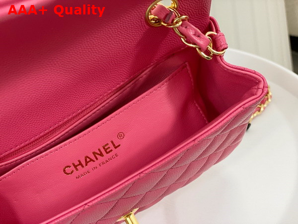 Chanel Mini Classic Handbag in Pink Grained Calfskin with Gold Tone Metal Ref A69900 Replica