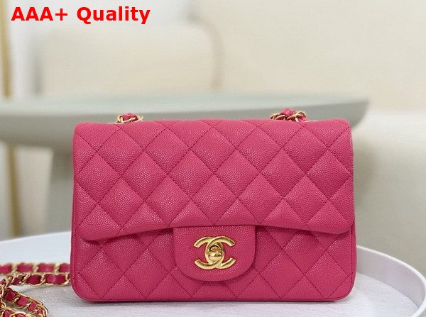 Chanel Mini Classic Handbag in Pink Grained Calfskin with Gold Tone Metal Ref A69900 Replica