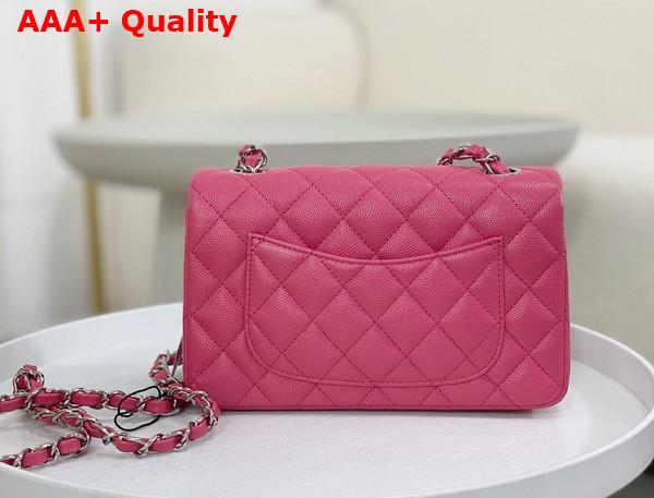 Chanel Mini Classic Handbag in Pink Grained Calfskin with Silver Tone Metal Ref A69900 Replica