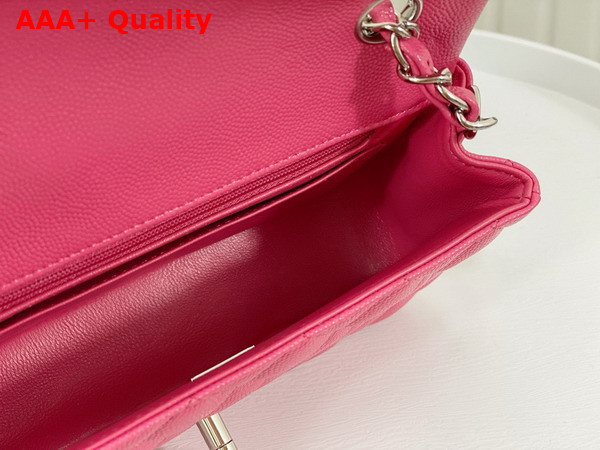 Chanel Mini Classic Handbag in Pink Grained Calfskin with Silver Tone Metal Ref A69900 Replica