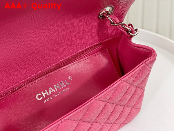 Chanel Mini Classic Handbag in Pink Grained Calfskin with Silver Tone Metal Ref A69900 Replica