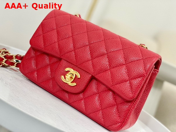 Chanel Mini Classic Handbag in Red Grained Calfskin with Gold Tone Metal Ref A69900 Replica