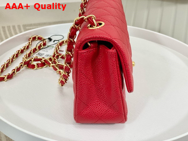 Chanel Mini Classic Handbag in Red Grained Calfskin with Gold Tone Metal Ref A69900 Replica