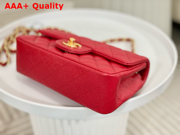 Chanel Mini Classic Handbag in Red Grained Calfskin with Gold Tone Metal Ref A69900 Replica