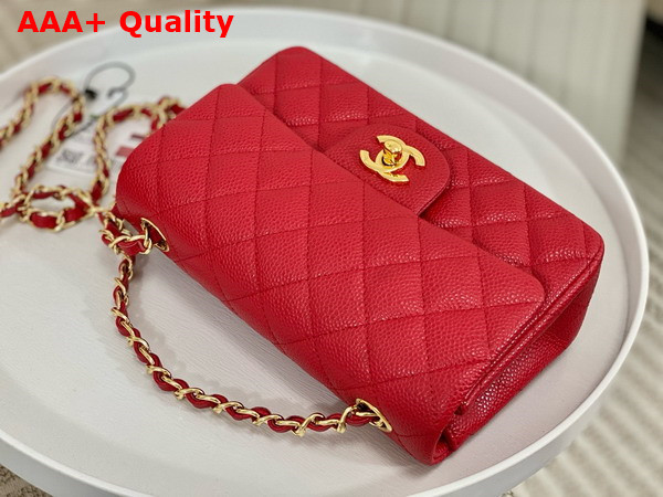 Chanel Mini Classic Handbag in Red Grained Calfskin with Gold Tone Metal Ref A69900 Replica