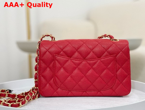 Chanel Mini Classic Handbag in Red Grained Calfskin with Gold Tone Metal Ref A69900 Replica