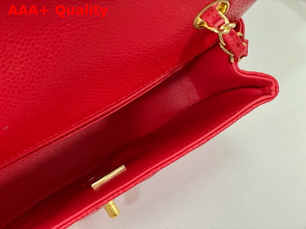 Chanel Mini Classic Handbag in Red Grained Calfskin with Gold Tone Metal Ref A69900 Replica