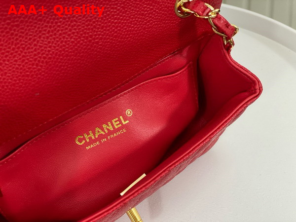 Chanel Mini Classic Handbag in Red Grained Calfskin with Gold Tone Metal Ref A69900 Replica