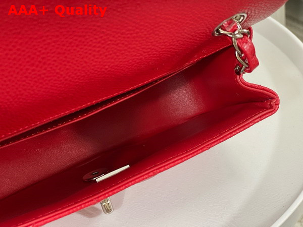 Chanel Mini Classic Handbag in Red Grained Calfskin with Silver Tone Metal Ref A69900 Replica