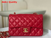 Chanel Mini Classic Handbag in Red Lambskin Gold Tone Metal Ref A69900 Replica