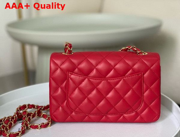 Chanel Mini Classic Handbag in Red Lambskin Gold Tone Metal Ref A69900 Replica