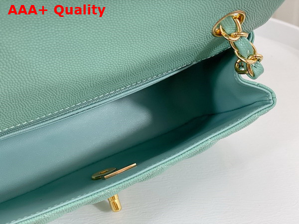 Chanel Mini Classic Handbag in Turquoise Grained Calfskin with Gold Tone Metal Ref A69900 Replica