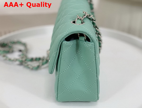 Chanel Mini Classic Handbag in Turquoise Grained Calfskin with Silver Tone Metal Ref A69900 Replica