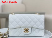 Chanel Mini Classic Handbag in White Grained Calfskin with Gold Tone Metal Ref A69900 Replica