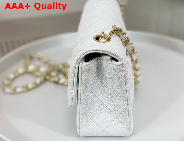 Chanel Mini Classic Handbag in White Grained Calfskin with Gold Tone Metal Ref A69900 Replica