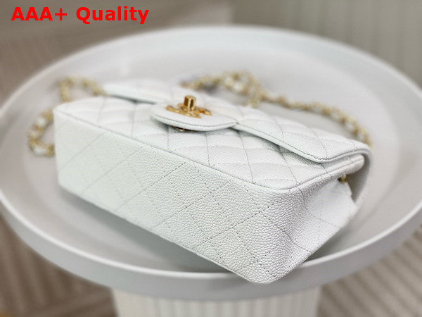 Chanel Mini Classic Handbag in White Grained Calfskin with Gold Tone Metal Ref A69900 Replica