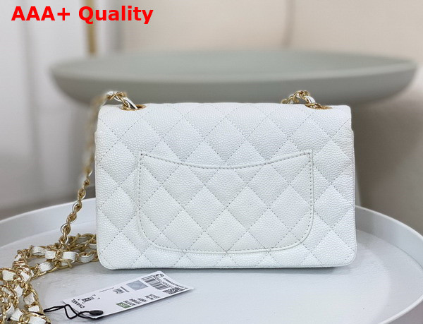 Chanel Mini Classic Handbag in White Grained Calfskin with Gold Tone Metal Ref A69900 Replica