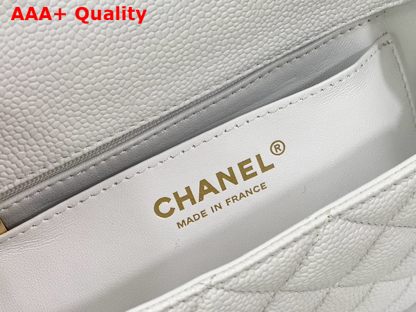 Chanel Mini Classic Handbag in White Grained Calfskin with Gold Tone Metal Ref A69900 Replica