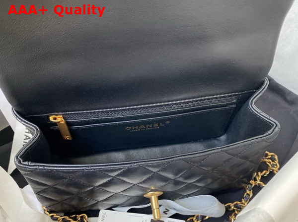 Chanel Mini Classic Handbag with Top Handle Black Lambskin Gold Tone Metal AS2431 Replica