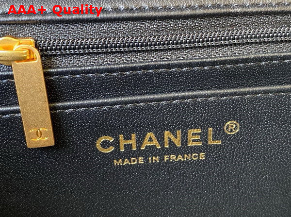 Chanel Mini Classic Handbag with Top Handle Black Lambskin Gold Tone Metal AS2431 Replica