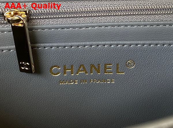 Chanel Mini Classic Handbag with Top Handle Gray Lambskin Gold Tone Metal AS2431 Replica