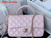 Chanel Mini Classic Handbag with Top Handle Light Pink Lambskin Gold Tone Metal AS2431 Replica