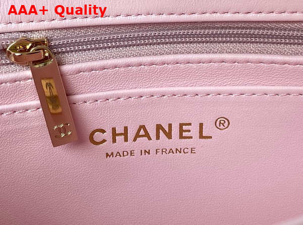 Chanel Mini Classic Handbag with Top Handle Light Pink Lambskin Gold Tone Metal AS2431 Replica