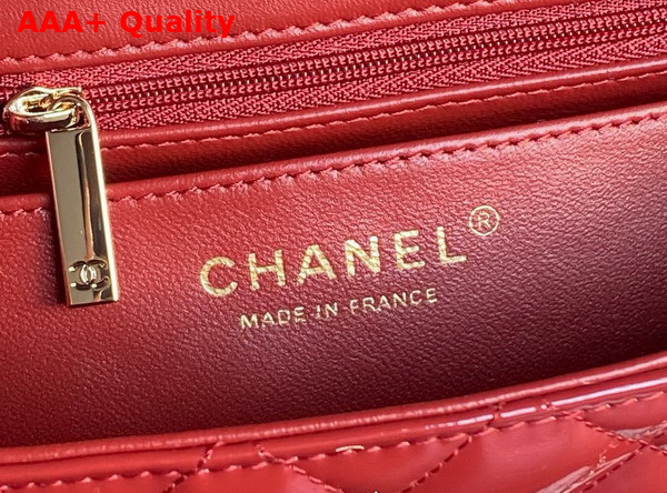 Chanel Mini Classic Handbag with Top Handle Red Patent Calfskin Gold Tone Metal AS2431 Replica