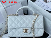 Chanel Mini Classic Handbag with Top Handle White Lambskin Gold Tone Metal AS2431 Replica