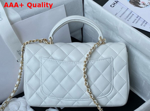 Chanel Mini Classic Handbag with Top Handle White Lambskin Gold Tone Metal AS2431 Replica