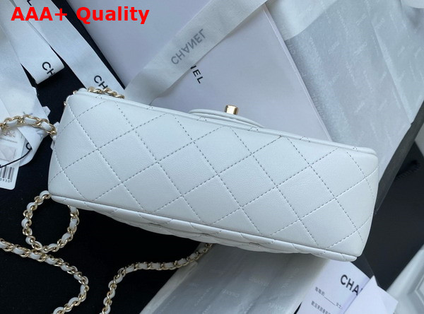 Chanel Mini Classic Handbag with Top Handle White Lambskin Gold Tone Metal AS2431 Replica