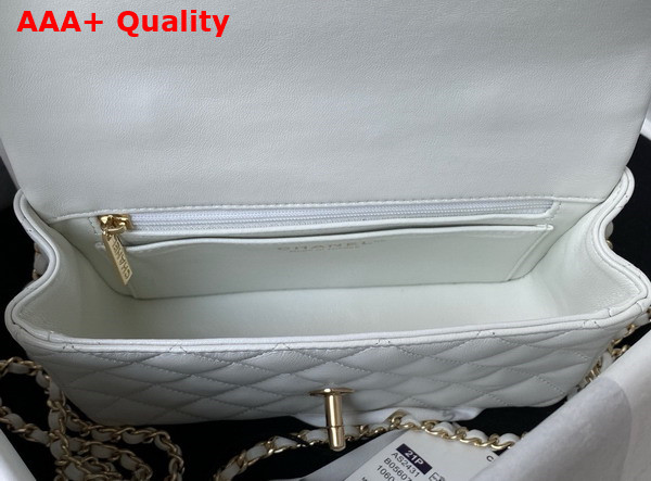 Chanel Mini Classic Handbag with Top Handle White Lambskin Gold Tone Metal AS2431 Replica