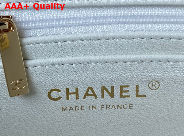 Chanel Mini Classic Handbag with Top Handle White Lambskin Gold Tone Metal AS2431 Replica